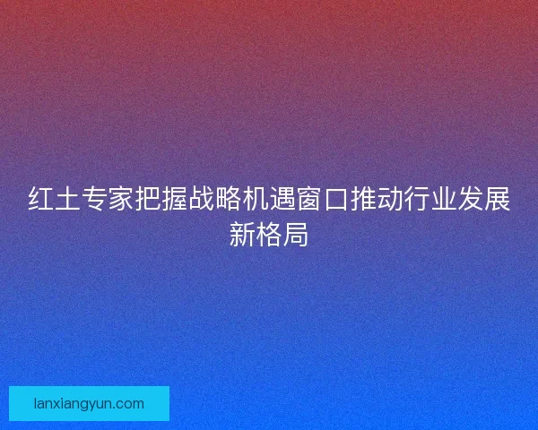 红土专家把握战略机遇窗口推动行业发展新格局
